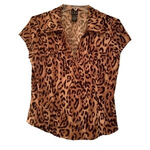 NWOT INC International Concepts Brown Leopard Blouse